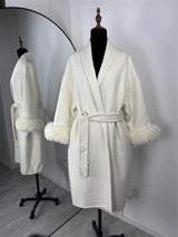 Luxuriöser Fuchsfell-Woll-Wintermantel für Damen – Eleganter doppelseitiger Wollmantel für Frauen,