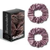 Das „Silk-Glow“-Duo: 2er-Set reine 22 Momme natürliche Seidenhaargummis