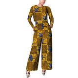 Women Wax Cotton Elegant Full Sleeve Cropped Top and Wide Leg Trousers Set