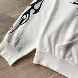 Hellstar HS Flame Glitter Zip-Up Hoodie – Beiger Fleece Unisex Kapuzenpullover