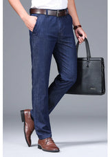 Men's Modal Fabric Thin Straight Jeans | Spring & Summer Classic Business Denim