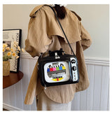 Funny Retro TV Cartoon Handbag | Creative Transparent Square Bag for Women