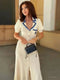 Women’s Elegant Slim Knitted Long Dress – Vintage Designer Single-Breasted Maxi