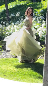 Herzausschnitt Tüll Abschlussballkleid | Mehrstufiges plissiertes Applikations-Celebrity-Kleid