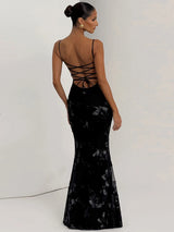 Sexy Backless Bandage Maxi Dress – Women’s Bodycon Long Robe, Sleeveless Low Neck Party Gown