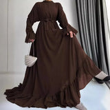 Muslimische Damen-Abaya mit Schärpe | Elegante marokkanische Dschalabija und Dubai Kaftan