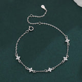 925 Versilbertes vierblättriges Blumenarmband – glänzende CZ Zirkon Blumen-Gliederkette