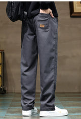 Men’s Soft Lyocell Cargo Pants – Thick Loose Straight Trousers