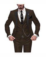 Herren 3-teiliger Slim Fit Anzug – Gentleman Hochzeits-Smoking, Reverskragen Bräutigam Terno Set