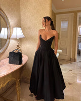 Black Elegant Wedding Event Dress – Sexy Strapless Corset Midi