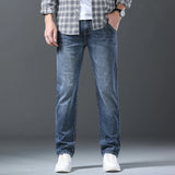 Herren Business Loose Straight Jeans | Fashion Stretch Denim Marken Hosen