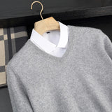 Herren Pullover aus 100 % reinem Kaschmir – Herbst Winter verdickter V-Ausschnitt Pullover