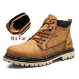 The Heritage Craftsman: Men's Retro Warm Work Boots – Vintage Style Fur-Plus Winter Boots