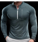 Herren schnelltrocknendes Langarm-Trainings-T-Shirt | Fitnessstudio-Lauf-Top