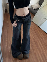 Amerikanische Retro Low-Waist Jeans für Damen | Neue lockere Micro-Flared Denim