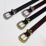 Western Damen Gürtel aus echtem Leder – Klassische Metallschnalle Taille