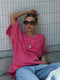 Vintage Washed Cotton T-Shirt - Women's Oversized Solid Color Tee