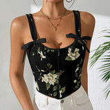 The "Versailles" Retro Floral Corset | French Style Double Strap Bra Top