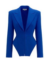 Elegante Zweiteilige Slim-Fit Peplum-Jacke & Hochtaillierte Hose mit Weitem Bein für Damen