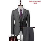 Herren 3-teiliger High-End Anzug – Slim Fit Business-Anzug unifarben