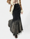 Women’s Black Gradient Mermaid Denim Skirt | High-Waist Raw Edge Maxi Jeans Skirt