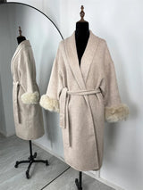 Luxuriöser Fuchsfell-Woll-Wintermantel für Damen – Eleganter doppelseitiger Wollmantel für Frauen,