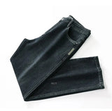 Herren-Businessjeans mit hoher Taille | Klassischer Stretch-Slim-Denim in Marineblau