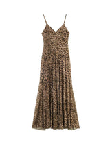 Women’s Vintage Leopard Print Sling Maxi Dress