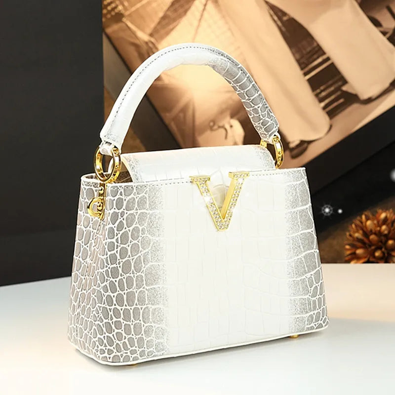 Luxury Crocodile Pattern Shell Bag | Fashion Small Leather Crossbody