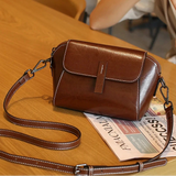 Oil Wax Cowhide Genuine Leather Crossbody | Fashionable Small Shell Bag
