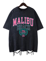 The Malibu Retro Tee: Sun-Washed Cotton Graphic T-Shirt with Vintage Lettering