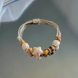 Ethnic Retro Ceramic Bead Bracelet for Women – Handmade Star & Round Ceramic Charm Bracelet