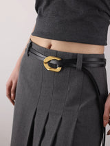 Echtleder-Doppelseil-Gürtel für Damen – Dekorative Taillenkette für Kleider & Mäntel