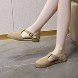 Damen Sandalen aus echtem gefrostetem Leder im Römerstil – Retro-Baotou-Flats mit Hohlmuster