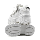 Women’s White Gothic Platform Punk Lace-Up Metal Decor Rock Boots