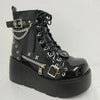Women’s Waterproof Wedge Gothic Vampire Platform Mid-Calf Boots
