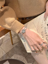 The Ethereal Square: New Luxury Skeleton Bracelet Watch – Exquisite Hollow-Link Quartz Timepiece
