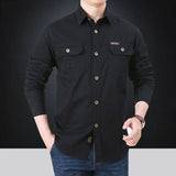Men’s Pure Cotton Loose Fit Long Sleeve Tooling Cargo Shirt