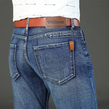 Herren klassische gerade Regular-Denim-Stretchjeans