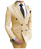 Herren Zweiteiliger Zweireiher-Anzug – Slim Fit Sakko mit fallendem Revers, legerer Smoking