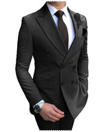 Herren Zweiteiliger Zweireiher-Anzug – Slim Fit Sakko mit fallendem Revers, legerer Smoking