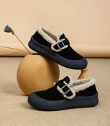 Damen-Wintersneaker aus echtem Leder – Gefütterte flache Schuhe mit warmem Samt