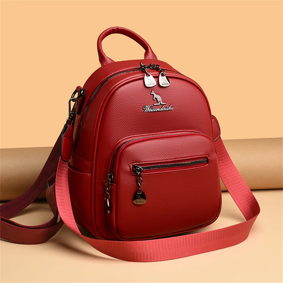 3-in-1 Women's Soft Leather Fashion Backpack | Large Capacity Travel Bag