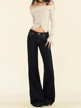 Damen Retro High-Waist Jeans | Streetwear Straight-Leg Denim-Hose