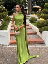 Sexy Satinband Neckholder Partykleid – Elegantes rückenfreies Abendkleid für Damen