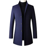 Herren koreanischer Mode Trenchcoat – Business Casual Stehkragen Langer Slim Fit Winter Windbreaker