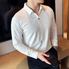 Herren hochelastisches V-Ausschnitt-POLO-Shirt – Nahtloses Langarm-T-Shirt ohne Spuren