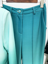 Women's Single Button Ombré Print Blazer & Slim-Fit Flare Pants