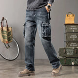 Men's Outdoor Wide Leg Workwear Jeans | Multi-Pocket Straight Fit Denim