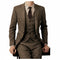 Men's 3-Piece Tweed Suit Set – Slim Fit Formal Business Suit, Gentle-Man Wedding Groom Dress Blazer, Vest & Trousers